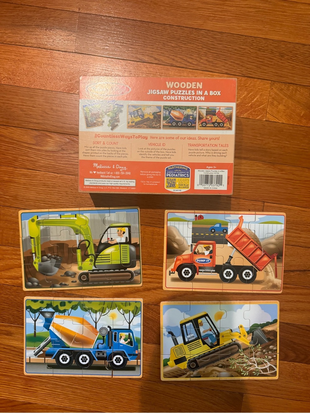 Melissa & Doug Construction Wooden Jigsaw Puzzle Set - Multicolor